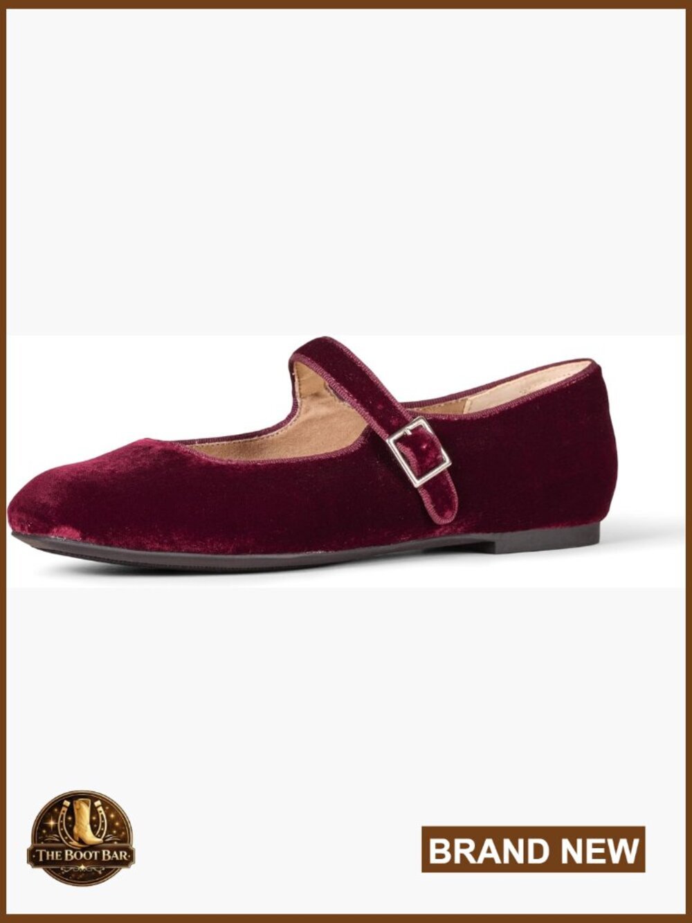 Women's Velvet Mary Jane Ballet Flats with Buckle Strap Memory Foam
